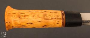 Couteau " puukko " custom Nordique  de Laurent Juhel - Bouleau frisé et chêne néolithique