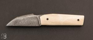   Couteau  "  Mastard Wharncliffe " custom par Christophe Arbogast - Ivoire de mammouth et lame damas