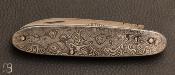 Couteau de poche modèle "Navette" par Berthier - Damas et lame en acier inoxydable