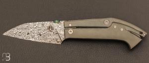 Couteau " Warthog Mid-Tech " pice unique - Collaboration Torpen et Maxknives - Damasteel DS93X "rose"