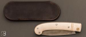  Couteau  custom pliant à cran carré - Micarta blanc - Pierre Henri Monnet